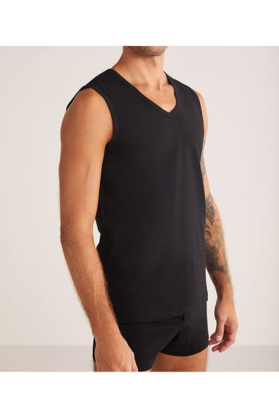 Kom Men's V-Neck Thick Strap 100% Cotton 4 Pieces Undershirt Lk.01.09.Ll.015