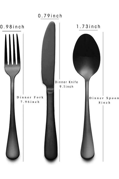 COOYA Black Silverware Sets,18/8 Stainless Steel, Include Knife Fork and Spoon, Reusable Flatware Sets