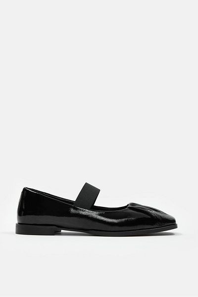 NILUFARR Jimmy Black Patent Leather Genuine Leather Women's Ballerinas