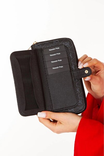 Newish Polo Portofel din țesătură cu model - modă, suport card și compartiment pentru telefon