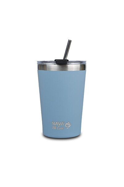 Nava Cana termoizolanta cu pai Nava 450 ml albastru