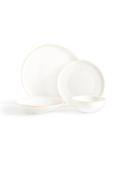 Madame Coco Mirage 6 Kişilik 24 Parça Yemek Takımı - Beyaz/Gold