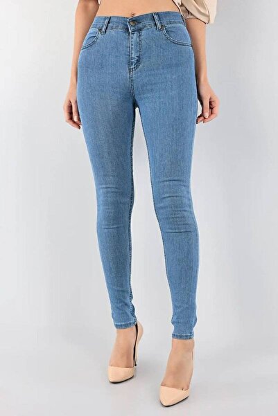 jansogroup - Women's Large Size Blue Skinny Jeans