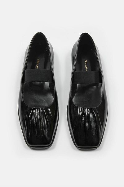 NILUFARR Jimmy Black Patent Leather Genuine Leather Women's Ballerinas
