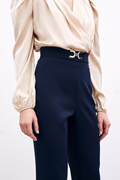 Sateen Navy Blue Accessory "; Detailed Pants