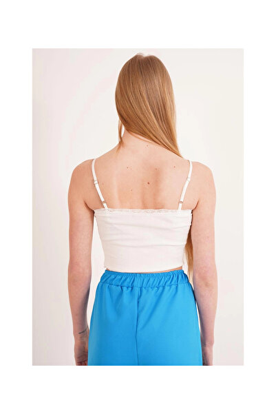 Cotton Mood 23254275 Camisole Rope Strap Lace Crop Blouse WHITE