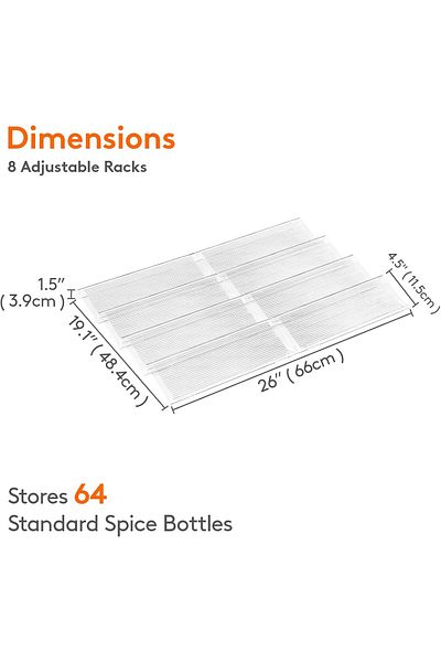 COOYA Spice Rack Seasoning Jars Storage Tray Adjustable Expandable Spice Drawer,4 Tiers, Set of 8, Clear