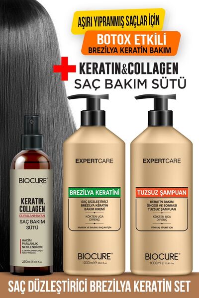 Biocure Kalıcı Saç Düzleştirici Keratin Bakım Seti / Brezilya Fönü Keratin Saç Bakım Sütü