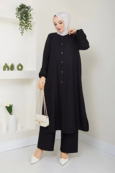 kaes giyim Women's Large Size Long Double Hijab Tunic Set