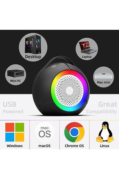 COOYA Computer Speakers, Crystal-Clear Sound, Dynamic RGB Light, Loud Volume, Rich Bass, for PC Laptop