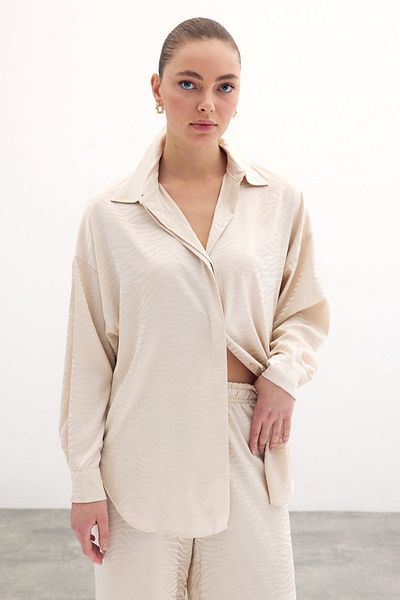 Sateen Cămașă casual cu model zebră - Stone