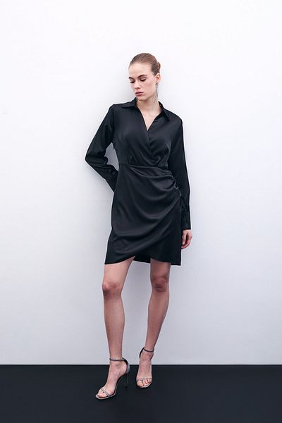 Sateen Satin dublu - Rochie neagra