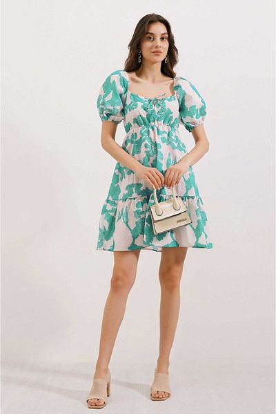 JANES 2351 Flared Poplin Dress - D. Mint