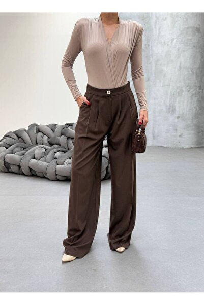 jansogroup -kadın palazzo bol paça double kumaş pantolon