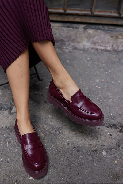 ANGELİNA JONES ALBERTO KADIN BORDO DERİ EVA TABAN LOAFER AYAKKABİ