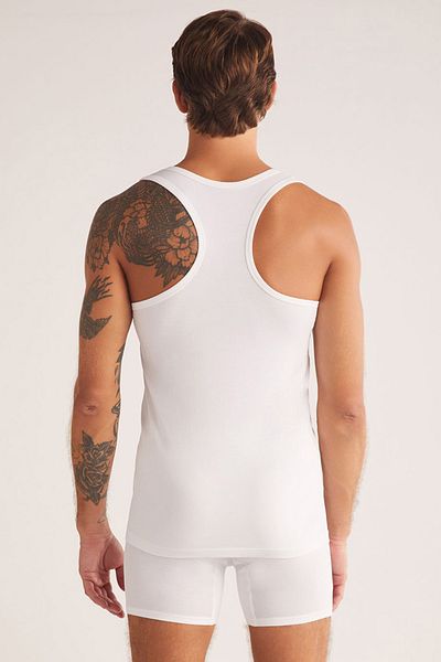 Kom Men's Cross Strap 47% Cotton 47% Modal 4 Pieces Halter Singlet Lk.01.09.Ll.017