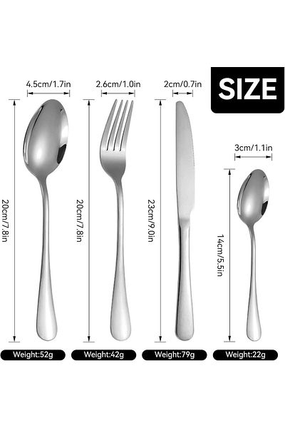 COOYA 24 Pcs Silverware Set, Stainless Steel Flatware Set, Durable Tableware Set, Dishwasher Safe