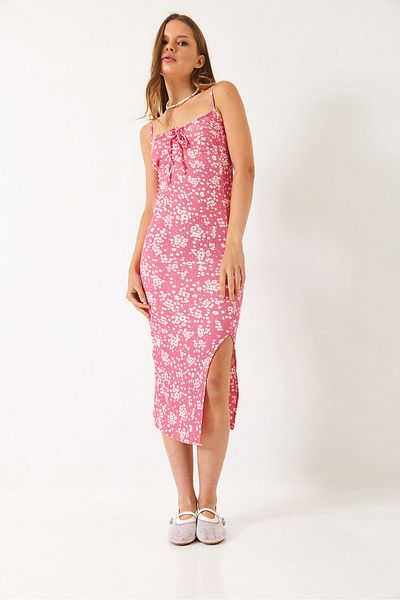 Bianco Lucci Women's Floral Slit Summer Knitted Dress 70293 60271048