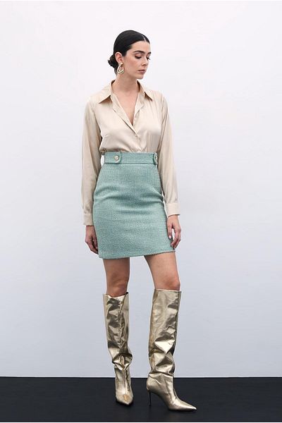 Sateen Fusta Tweed Mini Size - Mentă
