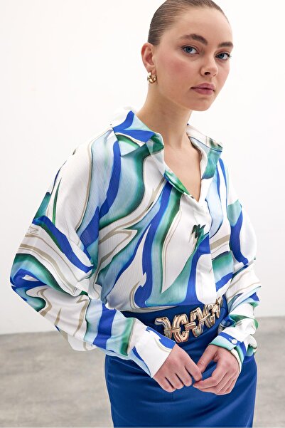 Sateen Colorful Casual Shirt - Sax Blue