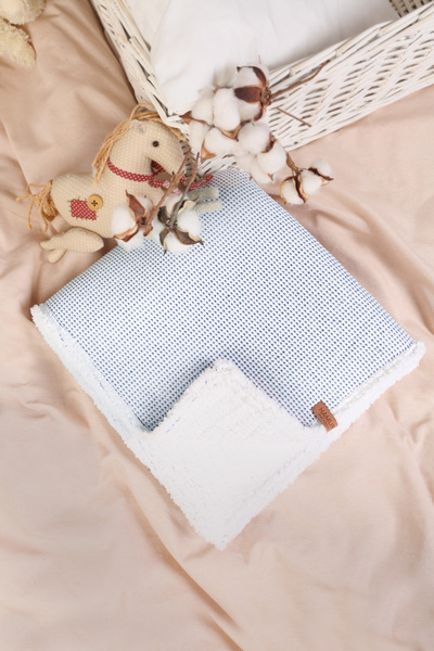 HAMUR Pouf Baby Kids Blanket 80X100 cm Sheep Hair Blanket Alize Blue