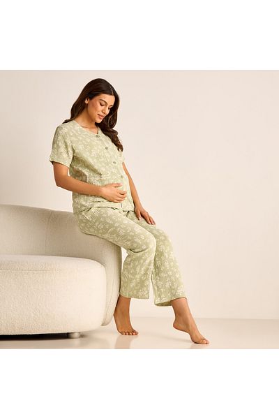 FAV Floral Print Maternity Top and Elasticated Pyjama Set
