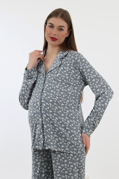 LİKAPA Likapa Front Buttoned Maternity Long Sleeve Pajama Set