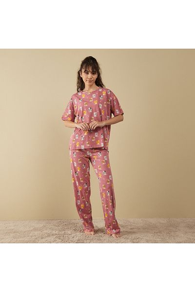 FAV Printed Short Sleeves T-shirt and Pyjama Set