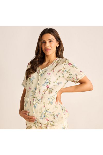FAV Floral Print Maternity Top and Elasticated Pyjama Set