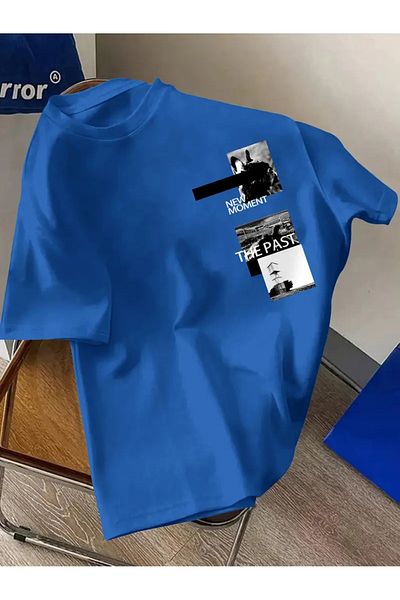 Karatopak Tricou unisex oversize cu decolteu rotund cu imprimeu New Moment The Past