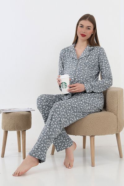 LİKAPA Likapa Front Buttoned Maternity Long Sleeve Pajama Set