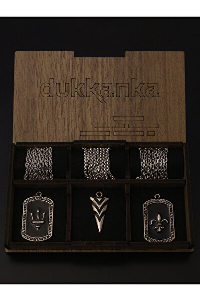 Dukkanka Mızrak Sembol 6 Parça Erkek Özel Hediye Kutulu Zincir Kolye Seti