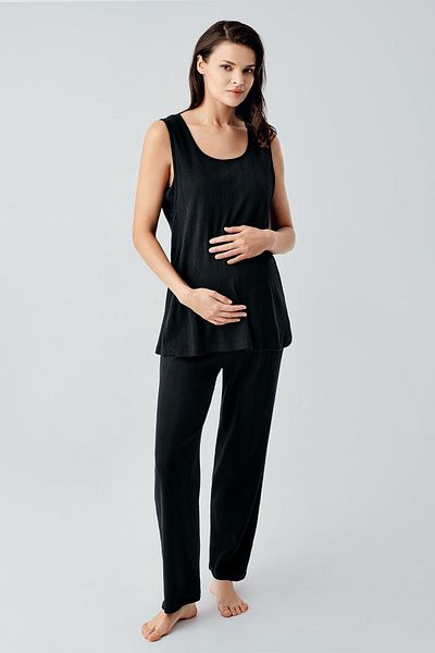 Artış Set de pijamale pentru rochie de maternitate din bumbac elastic ajurat cu bretele groase