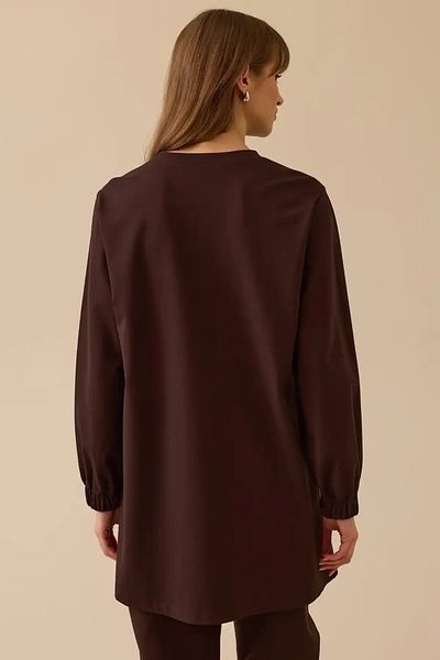 SEÇİL Women's Girdle - Brown Embroidery Detailed Long Sleeve Sweatshirt