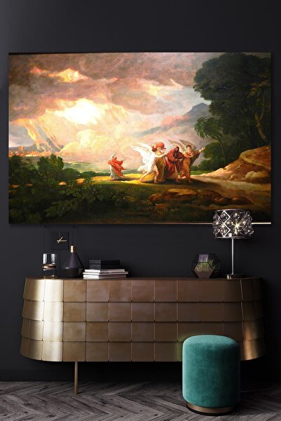 Hediyeler Kapında Yeşil Rönesans Ayrılık Kanvas Tablo 70x100 cm