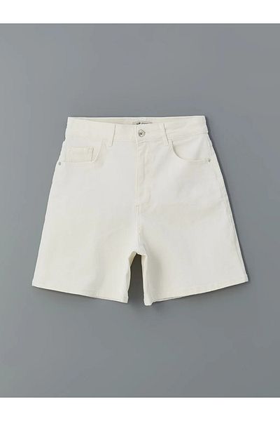 LC Waikiki Lcwaikiki Classic White Skinny Fit Women Jean Shorts