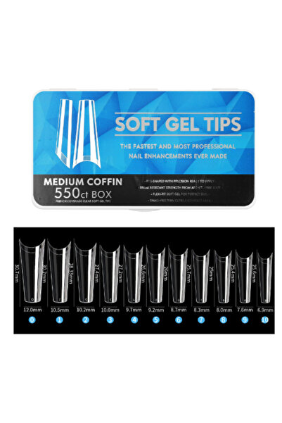 Beauty Box 550'li Medium Coffin Soft Gel Tips Profesyonel Nail Art Hızlı Tırn...