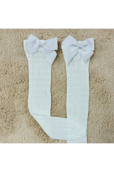 OZZY KİDS Girl's Ribbon Fishnet Knee Socks 2 Pieces