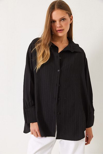 Bianco Lucci Women's Off-Shoulder Oversize Basic Wrap Shirt 60392 60271069