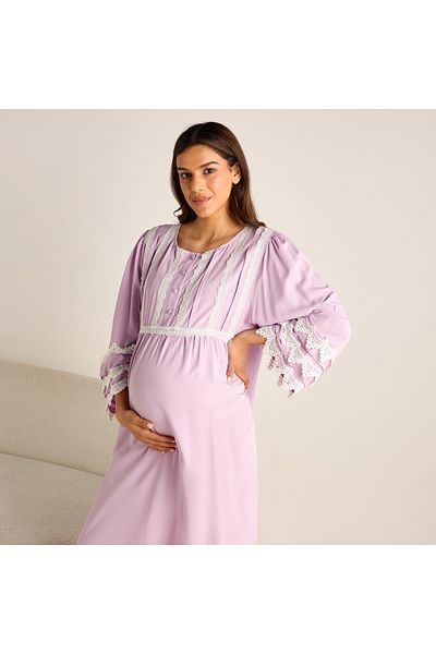 FAV Lace Detail Maternity Night Gown with 3/4 Sleeves