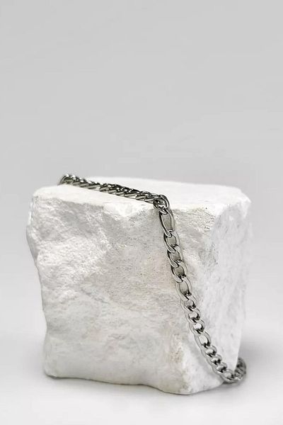 New Obsessions Stainless Steel Flat Figaro Chain Anklet
