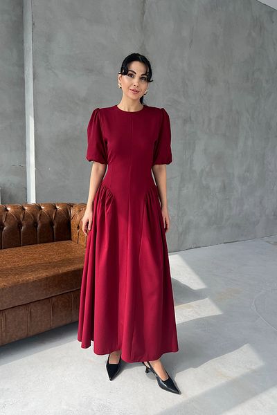 Seda Yalçın Atelier Burgundy Balloon Sleeve Corset Paris Dress