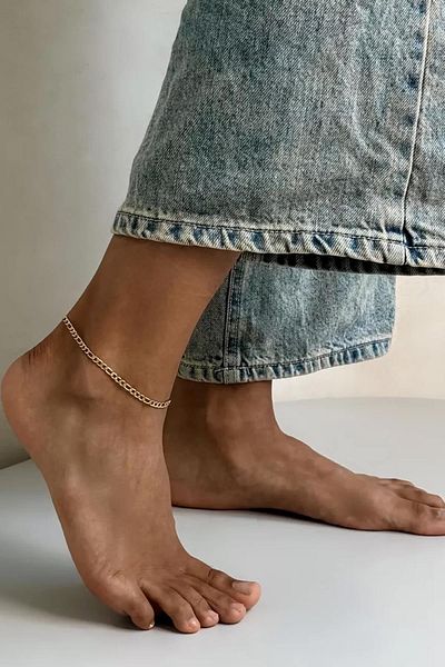 New Obsessions Stainless Steel Flat Figaro Chain Anklet