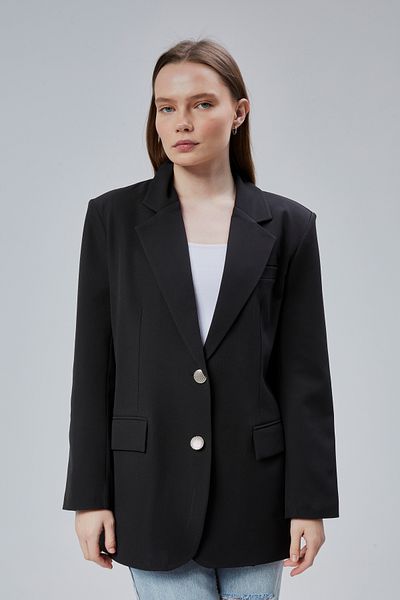 Bolivente Women's Oversize Straight Cut Lined Woven Blazer Jacket