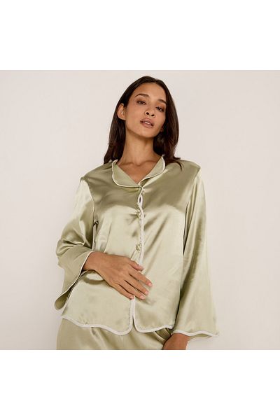 FAV Contrast Piping Detail Shirt and Pyjama Set with Eye Mask