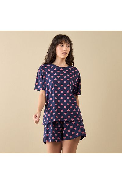 FAV All-Over Heart Print T-shirt and Shorts Set