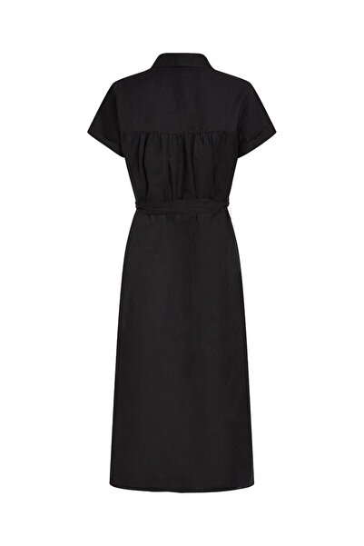 Tommy Hilfiger Kadın ESS LINEN S/S MIDI SHIRT DRESS Elbise