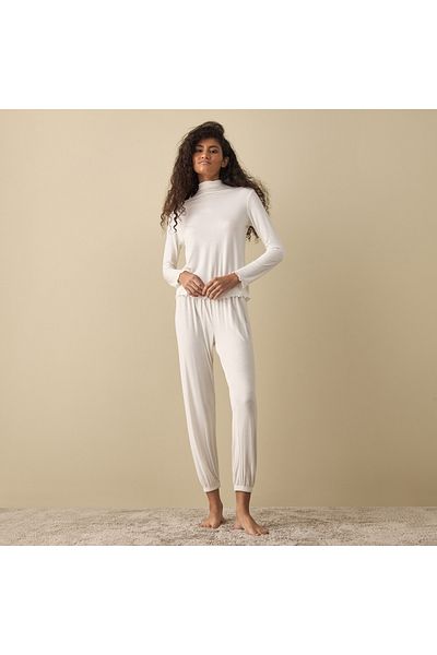 FAV High Neck Long Sleeves Top with Lettuce Hem