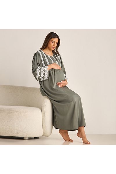 FAV Lace Detail Maternity Night Gown with 3/4 Sleeves