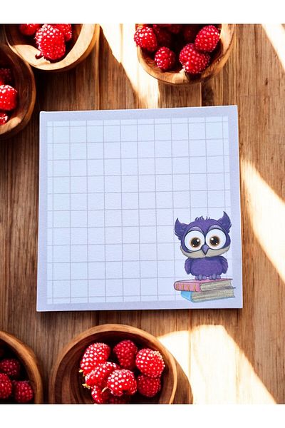 Ez&Tu Stıcker 8X8 Patterned Set of 6 Memopad Notepad Planner Cute Animals Owl, Penguin, Cat, Duck, Bat